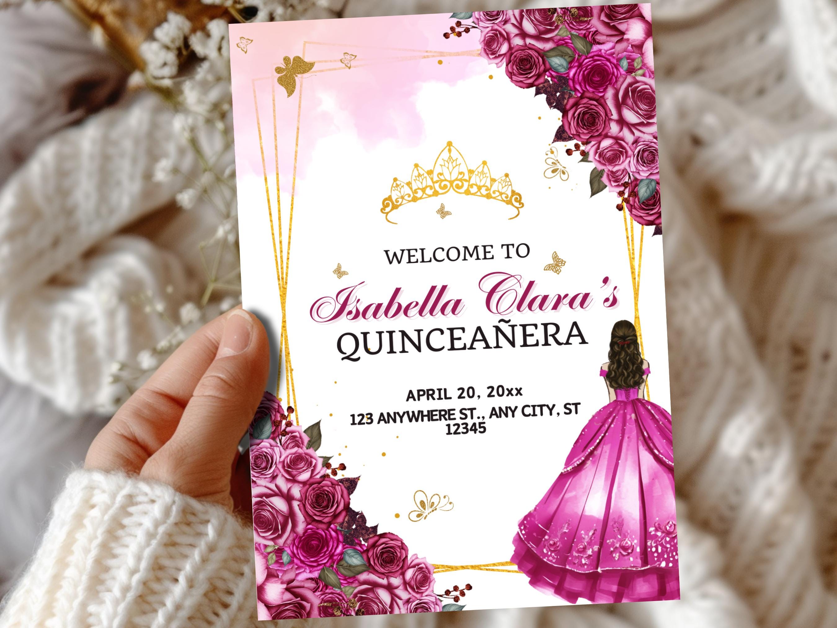 Fuscia Pink Quinceanera Program Template, Editable Mis XV Anos Order of ...