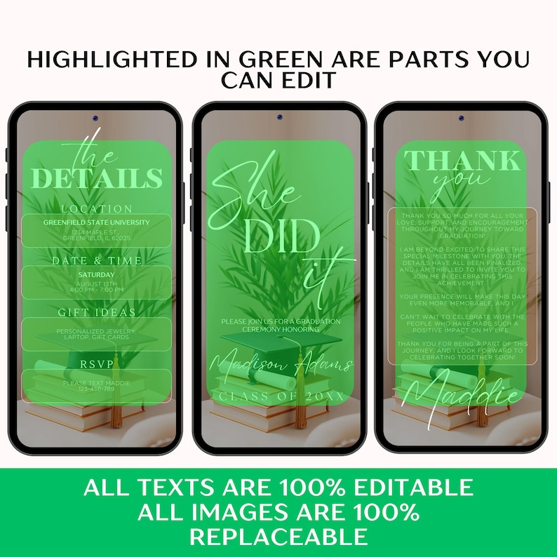 Virtual Graduation Invitation Digital Luxury Animated She Did It Video ...