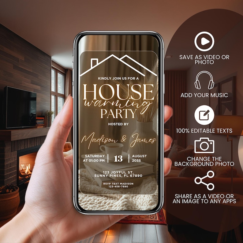 Housewarming Invitation Digital Download, Animated Invites, Open House ...