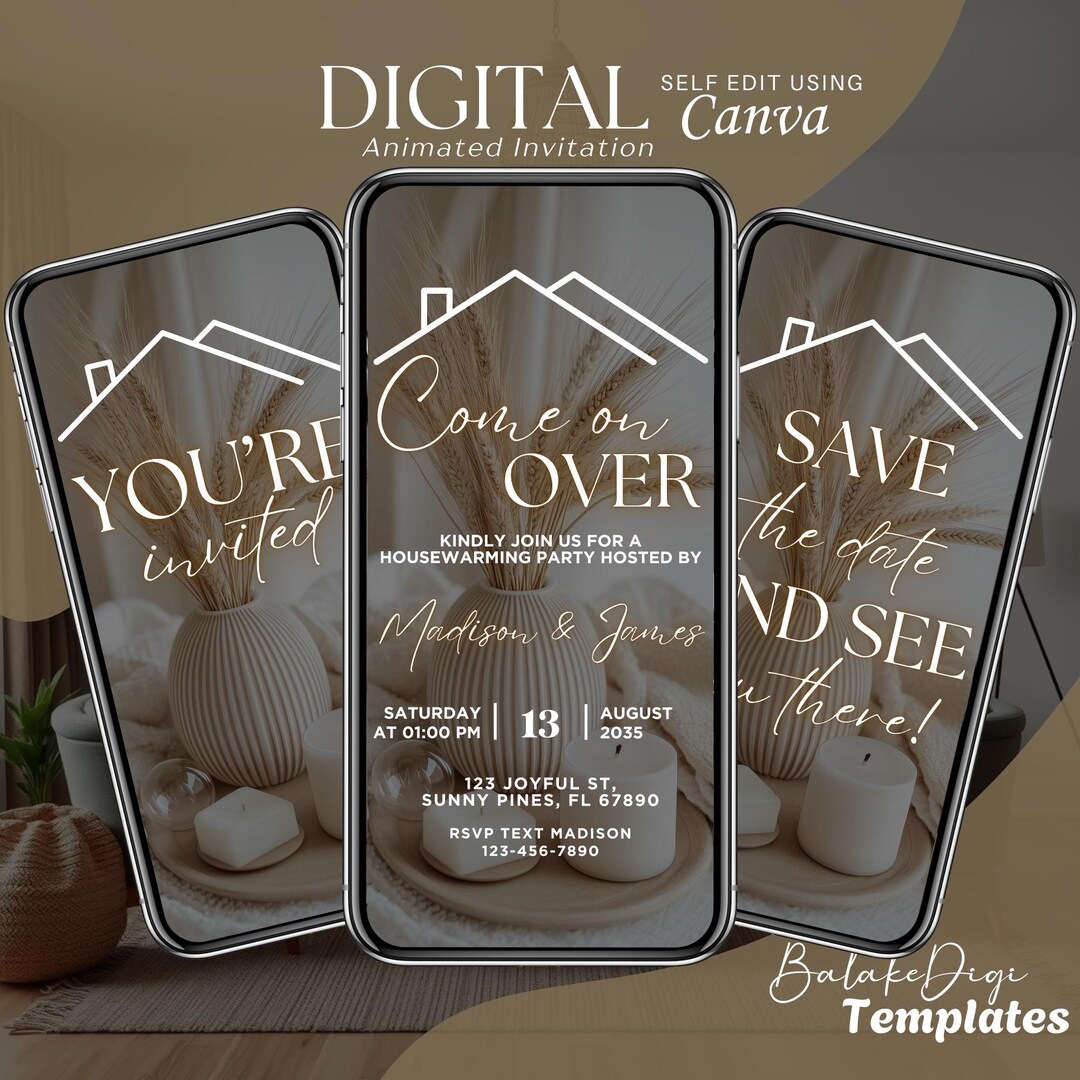 Housewarming Invitation Digital Download, Animated Invites, Open House ...