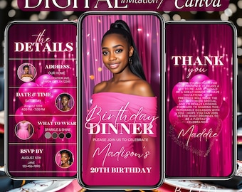 Text Birthday Invite Digital, Video Birthday Invite, Animated Birthday Invite, Birthday Evite, Pink Birthday Invitation, Luxury Invitation