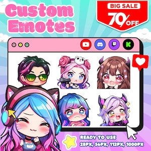 Aangepaste Twitch-emotes, geanimeerde emotes, YCH, Twitch-emote voor streamer, Chibi-emotes, sticker-emote, Twitch-emote, Vtuber-emote, subbadges