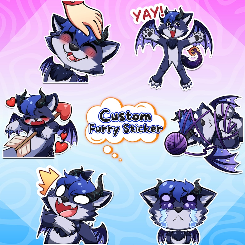 Furry Stickers, Furry Emotes, Furry Art Commission, Custom Stickers - Etsy