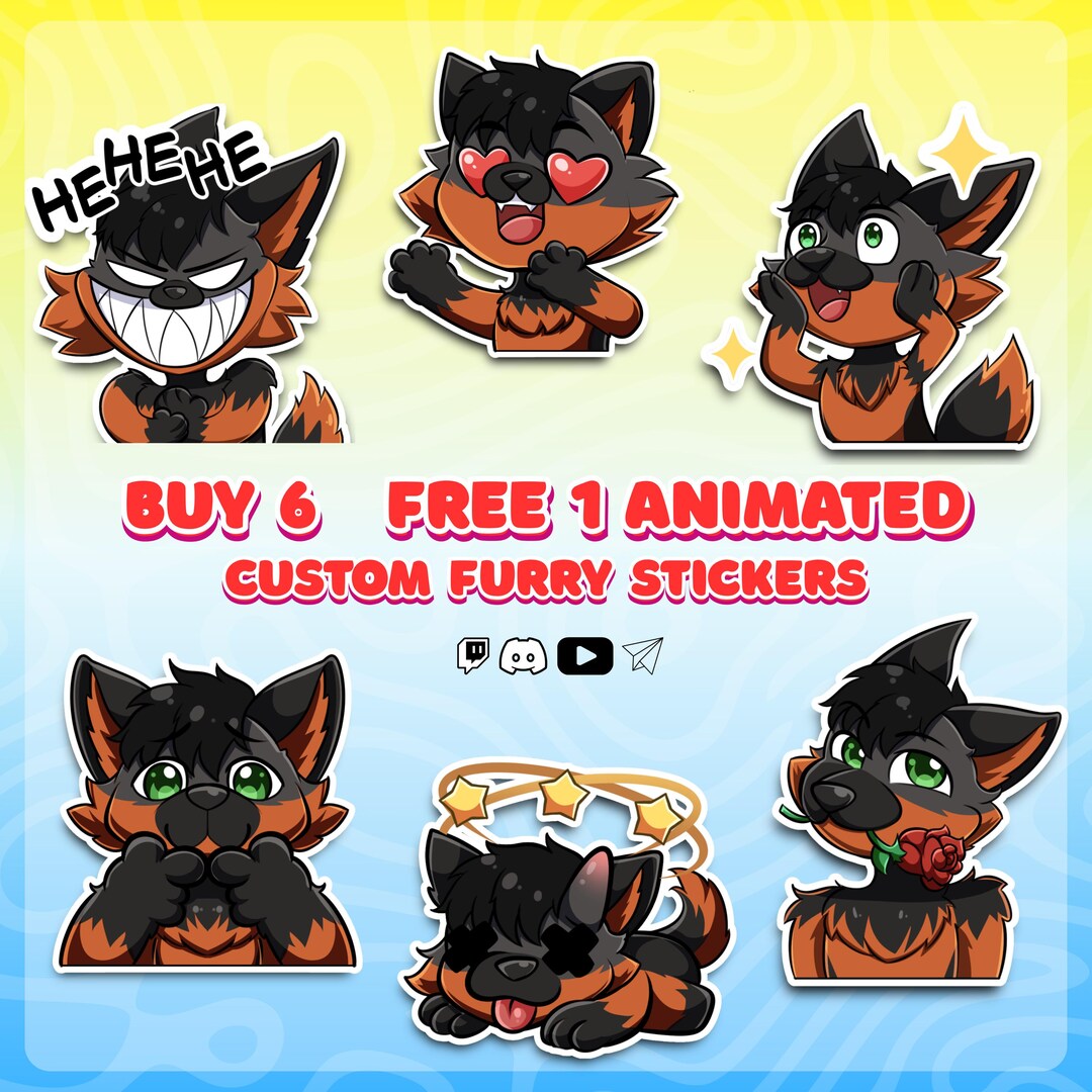 Furry Stickers, Furry Emotes, Furry Art Commission, Custom Stickers - Etsy