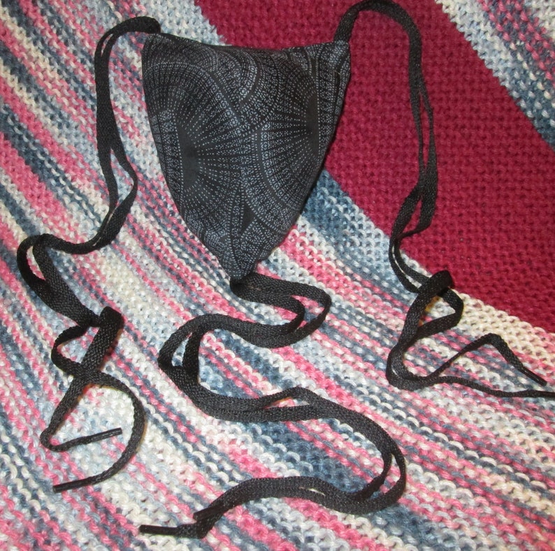 Renaissance Padded Black with Gray Blue Fans Codpiece with Ties