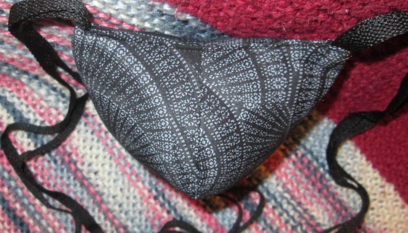 Renaissance Padded Black with Gray Blue Fans Codpiece with Ties
