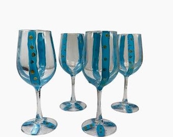 Blue and Gold Wine Glass
