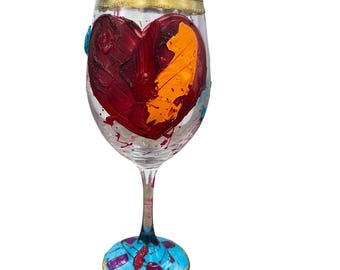 Colorful Hand Painted Wine Glasses "c"