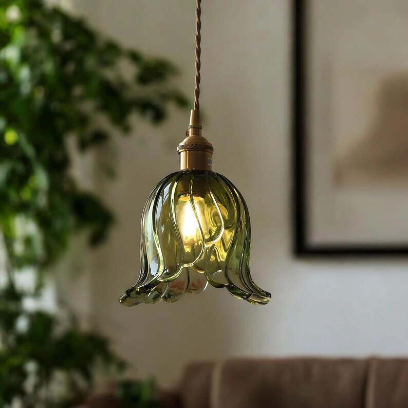 Vintage Stained Glass Pendant Light, Retro Glass Lamp, Nordic Ceiling