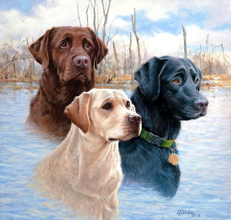 LABRADOR RETRIEVER Dog Heads three Colors on ONE 16 Inch Etsy