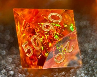 Handmade Amber Dice Set: Sharp Edge Resin RPG Dice