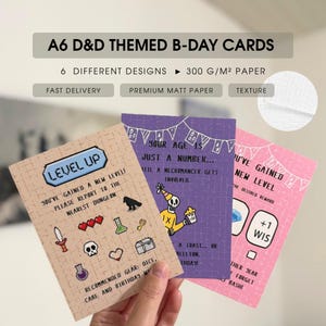 Funny DnD Birthday Card Bundle | 6-Pack TTRPG Greeting Cards | Nerdy RPG Gifts for Gamers & DMs