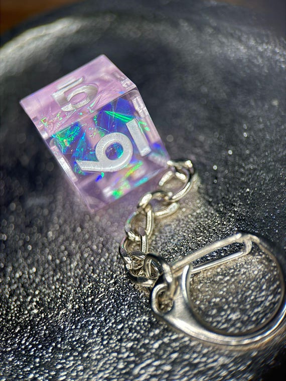 Handmade DND Dice Keychain: Purple TTRPG Dice Bag Charm Canada