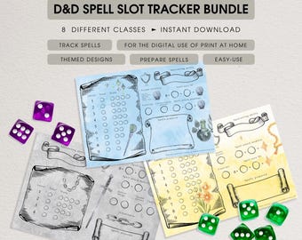 DnD 5e Spell Slot Tracker Bundle: 8 Classes PDF (Digital Download))