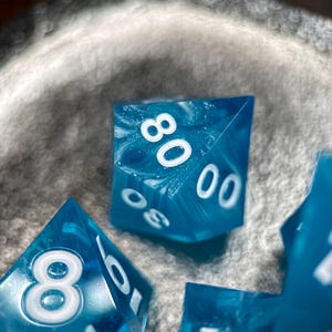 Icewind Dice Set | Handmade DnD Dice | Blue White Polyhedral Dice for Ice Mages, Rangers & Winter Campaigns