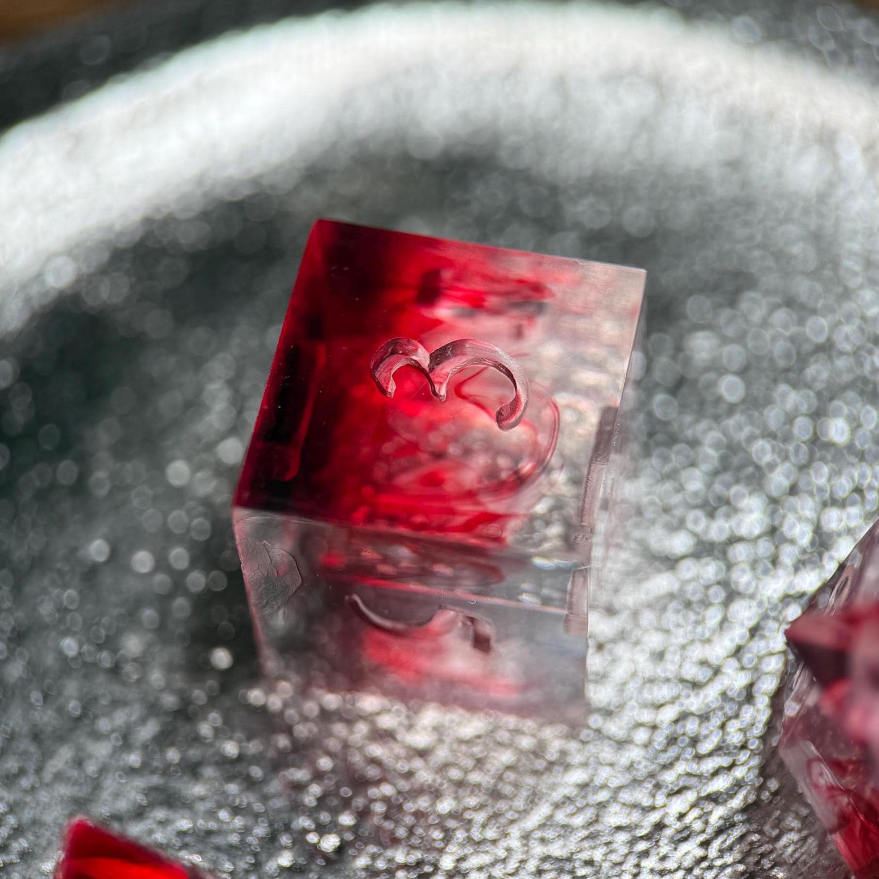 Diablo inspired Blood Petals Dice Set | Dark Red DnD Dice Handmade | Gothic Sharp Edge Polyhedral RPG Dice