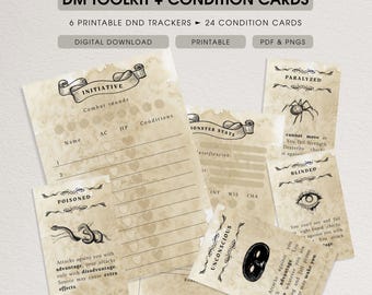 DM Toolkit Bundle Printable • D&D Condition Cards and Trackers • Digital Download 5e DM Tools