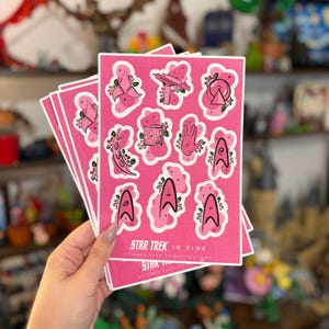Star Trek in Pink Sticker Pack Vinyl Stickers Waterproof