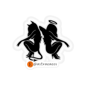 Vinyl Stickers, American Traditional Angel and Devil Girl tattoo design, Outdoor Decal, Laptop Decal, Car Sticker, Waterproof Sticker, 1pc