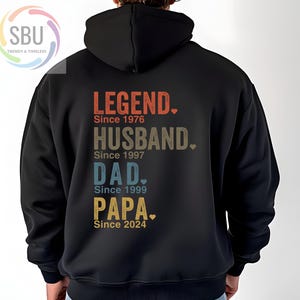 Custom Dad with Years Sweatshirt,Papa With Year,Gift For Husband,Father&#39;s Day Gift,Legend Husband Dad Papa Hoodie,Personalized Dad Grandpa
