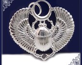 1 Silver Plated Egyptian Scarab, Silver over Bronze Winged Scarab, Egyptian Beetle 23mm ND16
