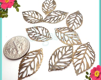 50X Charm Filigree Hollow Leaves Pendant Jewelry Making Leaves Metal Craft JC