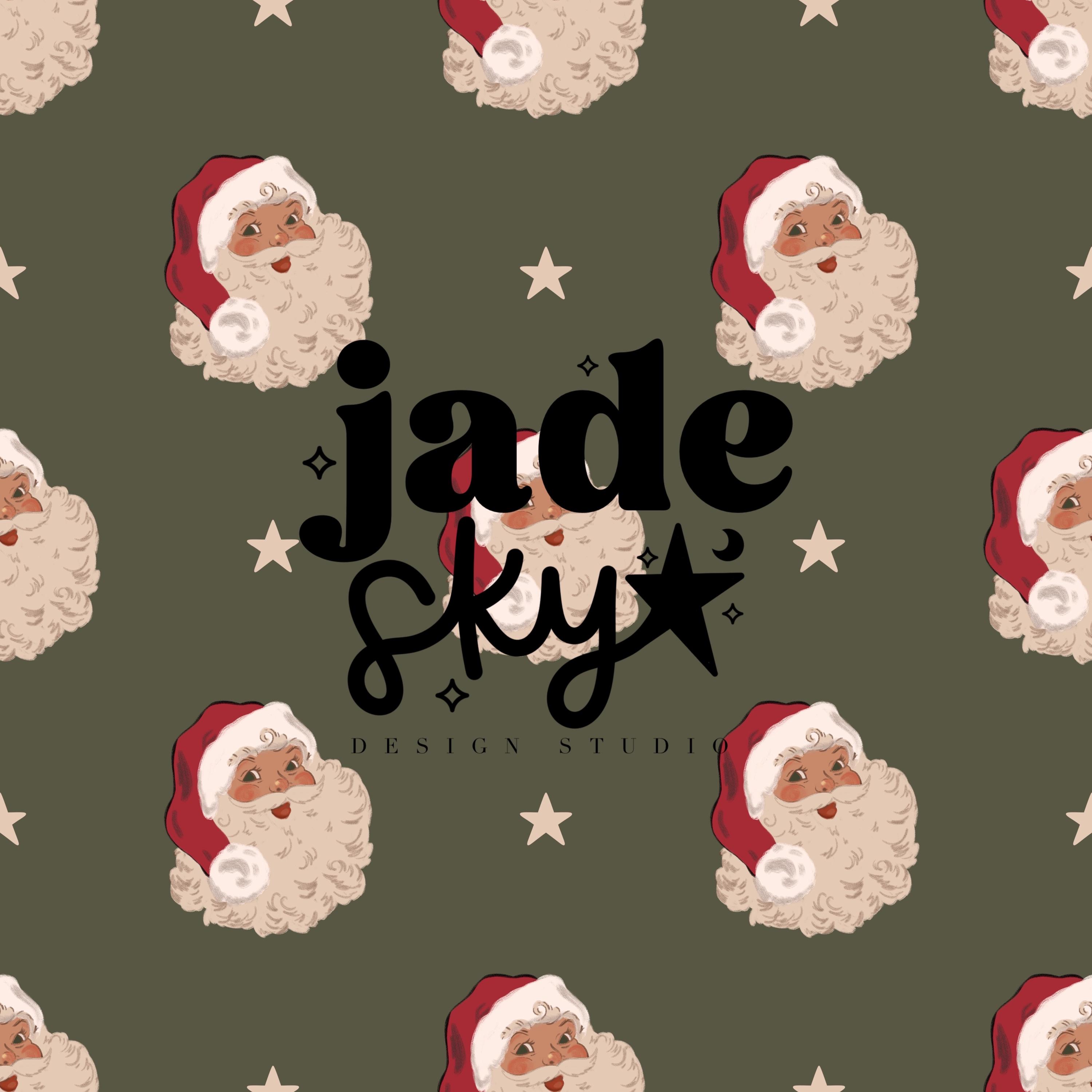 Vintage Santa sage green seamless pattern , vintage Santa seamless pattern, Christmas seamless designs, hand drawn Christmas pattern