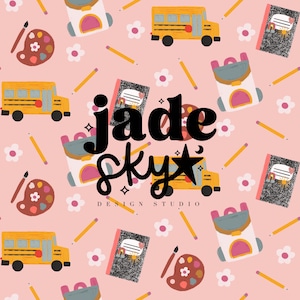 Fichier sans couture girly de la rentrée scolaire, modèle sans couture de la rentrée scolaire sans couture, autobus scolaire