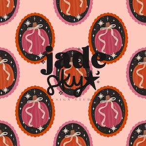 Coquette pumpkin frames seamless pattern, pink fall seamless file