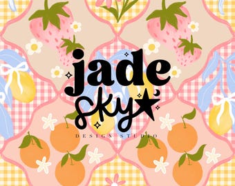 Coquette fruit seamless pattern, spring floral seamless pattern, digital seamless pattern