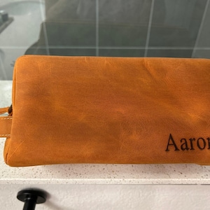 Personalisiertes Leder Dopp Kit, benutzerdefinierte Kulturtasche aus Leder