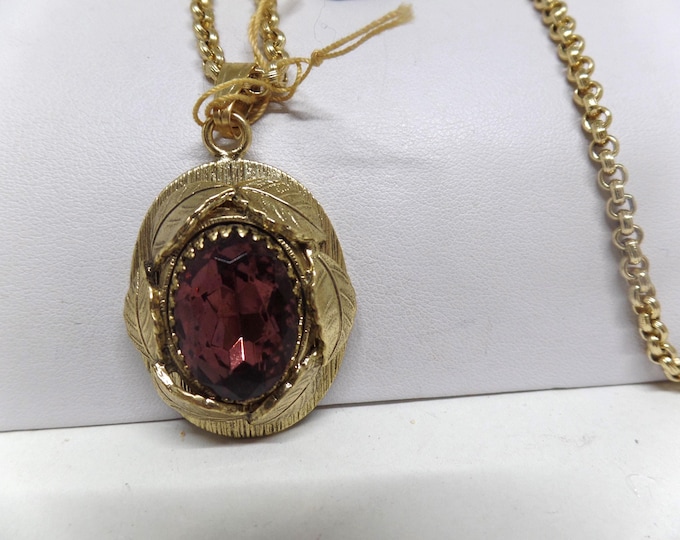 Featured listing image: WHITING & DAVIS Signed Vintage Purple Crystal Pendant Necklace with Original Tag!