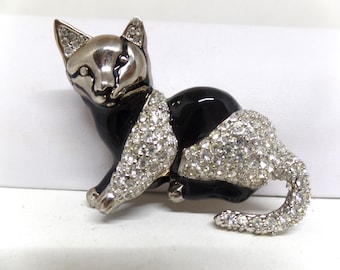 Broche Chat/broche Noir Et Blanc/broche Vintage - France