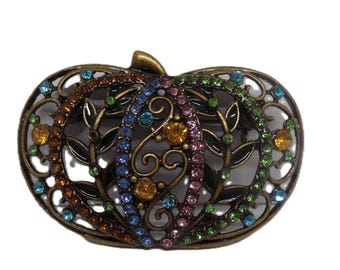 Adorable broche de calabaza de filigrana de cristal para Halloween, otoño y cosecha.