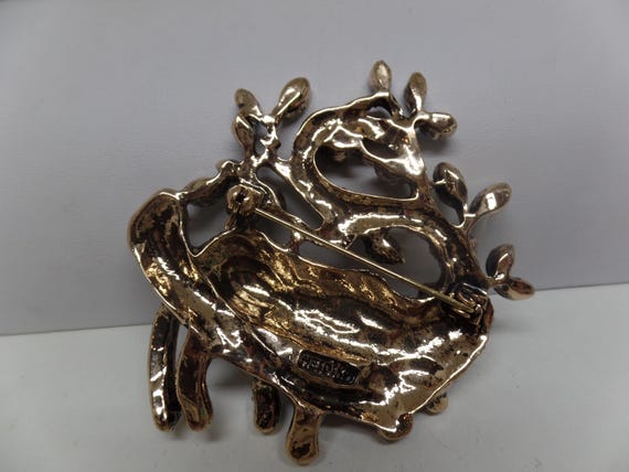 Show Stopping Crystal Leopard in Tree Brooch Pin - image 3