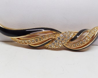 スワロフスキーのサイン入りペガサスピンブローチ ゴールドメッキ