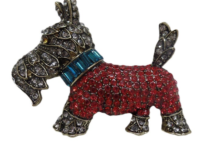 Featured listing image: Adorable Crystal Schnauzer Dog Brooch Pin