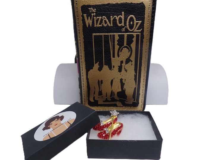 Featured listing image: Wizard of Oz Book Wallet Wristlet with Ruby Slippers Pin: RFID Secure Faux Leather