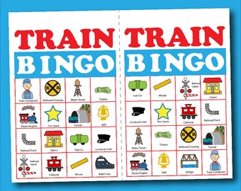 ヴィンテージBINGOチケット3色セット 電車ビンゴボードゲーム | 誕生日パーティーに最適 | デジタル印刷可能