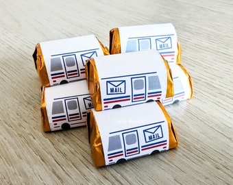 Post-LKW-Etiketten für Schokoladen-Nugget-Riegel - Digital druckbare PDF - Für Postbote Mail Lady Post Office Geschenk - Weihnachten Urlaub Dankeschön
