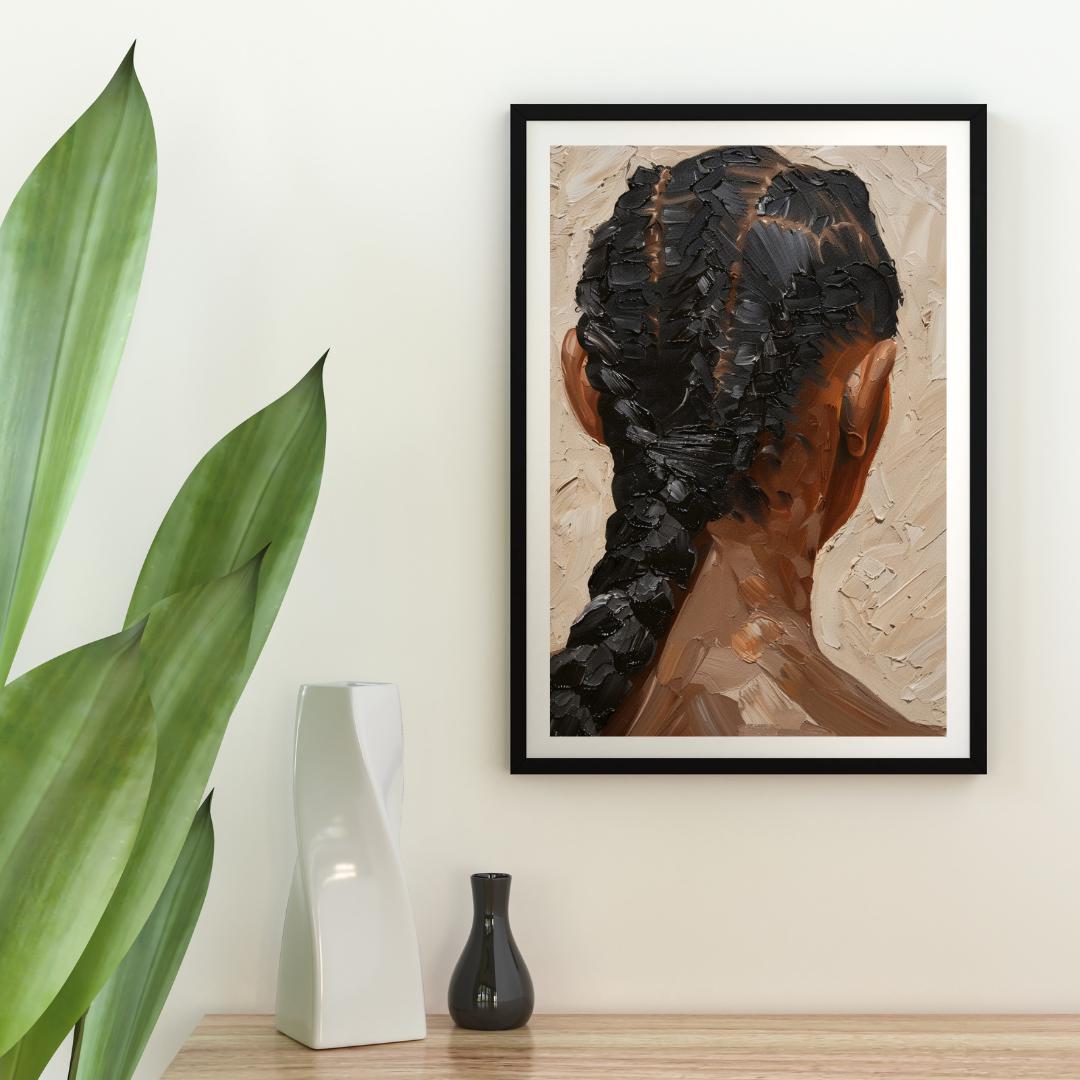 Black Woman Cornrows Art Print | Afrocentric Hair Portrait Wall Art ...