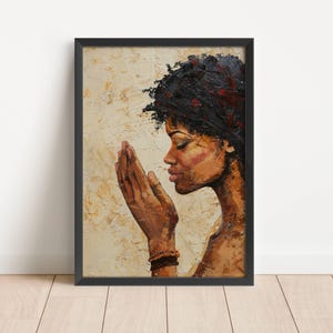 Black girl art, black wall art, black woman wall art, black woman art, african american wall art, black art print, pray, digital download,