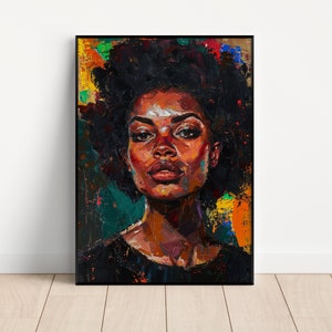 Black Woman Wall Art, African American Art Print, Modern Black Art, Digital Download, Melanin Art, Afrocentric Home Decor