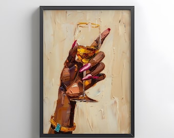 Black Art Print | Black Woman Wine Glass Wall Art | Bold African American Decor