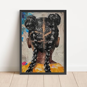 Black Girl Art Print, African American Wall Art Digital Download, Black Woman Wall Art, Afrocentric Home Decor, Ethnic Art Print, Hair Art