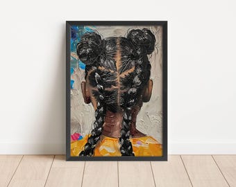 Black Art Print | Black Girl Braids Afrocentric Wall Art | Natural Hair Decor