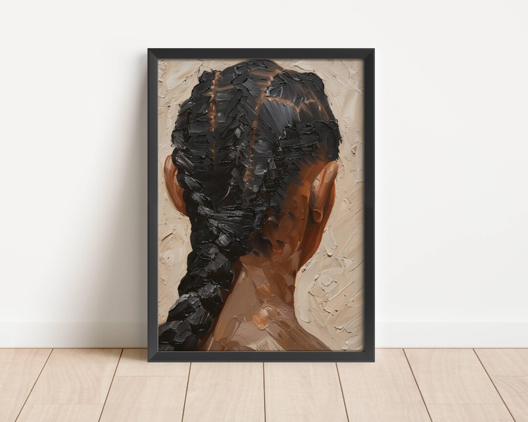 Black Woman Cornrows Art Print | Afrocentric Hair Portrait Wall Art ...