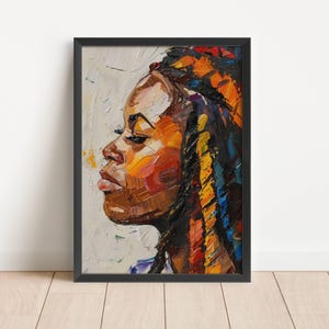 Black Girl Art Print, African American Wall Art Digital Download, Black Woman Wall Art, Afrocentric Home Decor, Ethnic Art Print, Dreads