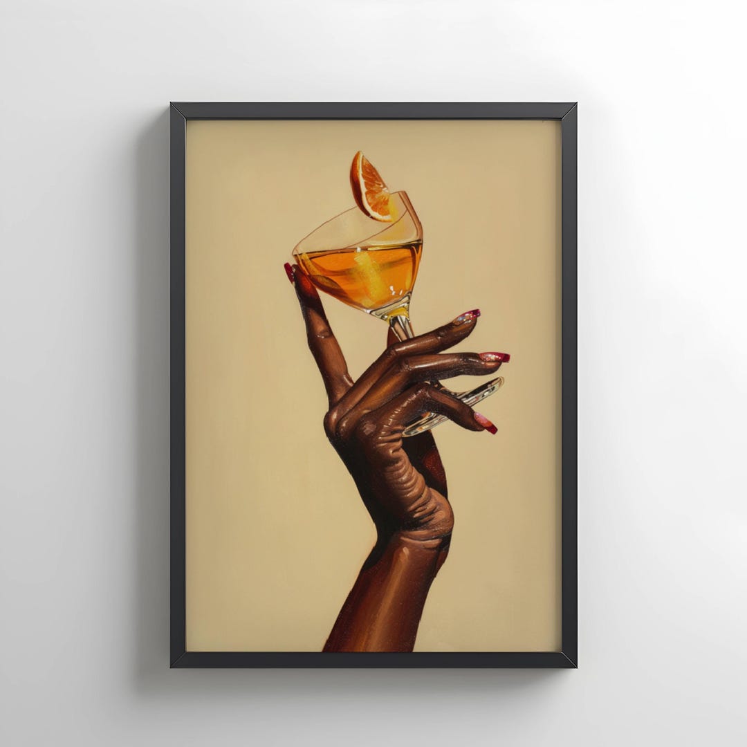 African American Black Women Wall Art, Hand Holding Wine Glass Poster
