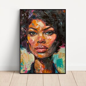 African American Woman Art, Black Art Prints, Bold Melanin Art, Printable Wall Art, Afrocentric Home Aesthetic